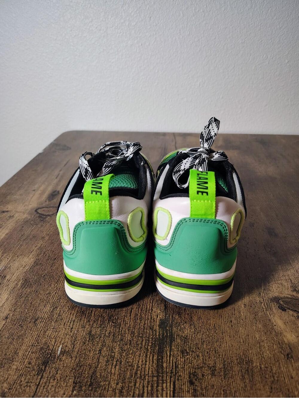 Sandro Women's Green Kermit Frog Leather Sneakers Sz 5.5 - Picture 4 of 9